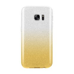 Galaxy S7 Edge Shiny Armor Hybrid Case (Silver - Gold)